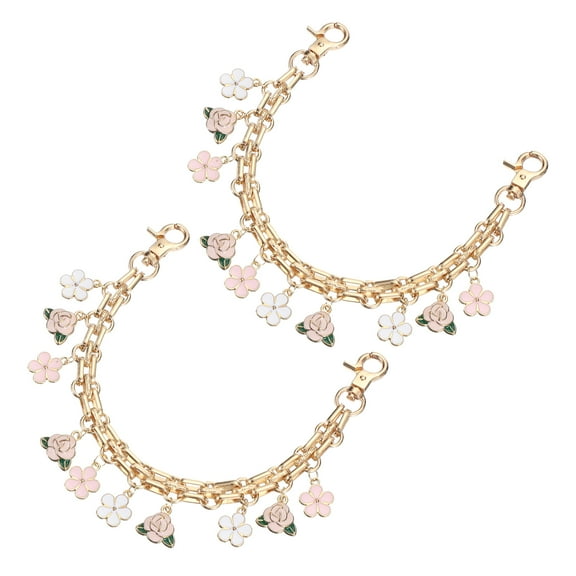9.7" Decorative Bag Chain, 2 Pack Flower Purse Chain Short Bag Chain Handbag Chains Strap Extender, Golden