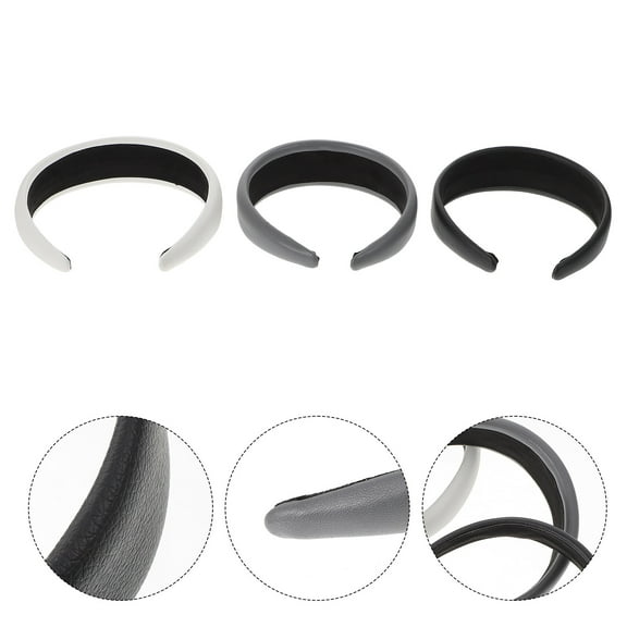GARVALON 3Pcs Non Crease Non Marking Headbands for Women and Girls in Black Beige Gray for Daily Use