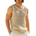 thumbnail image 2 of Men's Fashion Solid Color Mesh Knitted Tank Top Breathable Summer Vest Comfortable Casual Sleeveless Shirt Lightweight Athletic Gym Wear Men's Oversized Tshirts Workout T-Shirt, 2 of 9