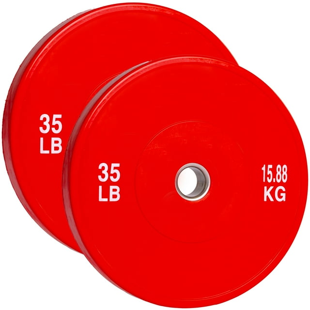 PRISP Olympic Bumper Weight Plate - Rubber Plate for 2 Inch Olympic Barbell with Steel Insert; Pairs, Sets and Single Plates Available
