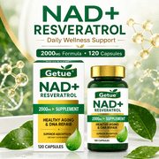 NAD+ Resveratrol Supplement, 2000 mg Per Serving, Cellular Wellness & Healthy Aging Support, Antioxidant Support, 120 Capsules