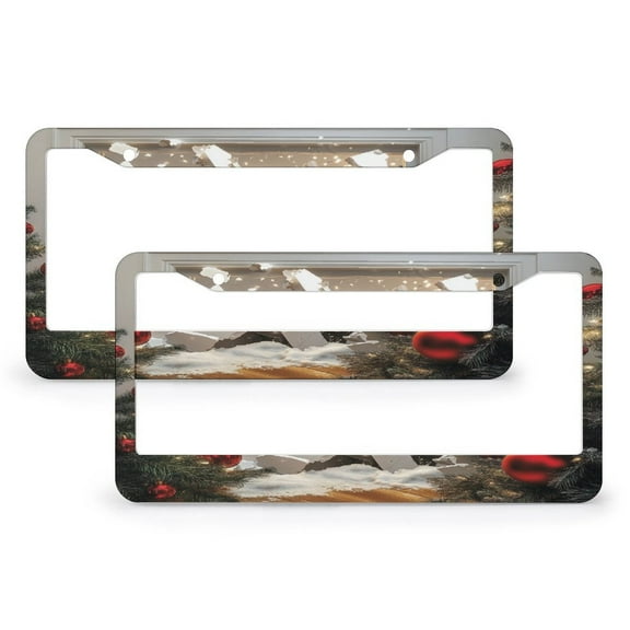 2 PCS Christmas 3D Break Through Cow License Plate Frame Cow Gifts for Cow Lovers Auto Car Accessories Tag Quality Aluminum Metal 2 Holes for Women Men US Vehicles