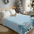 thumbnail image 3 of Christmas Flannel Blanket for Bed,Travel and Camping, Xmas Gnomes Winter Trees Snowflakes Light Blue Super Soft Cozy Blanket for All Seasons 40"x50", 3 of 9