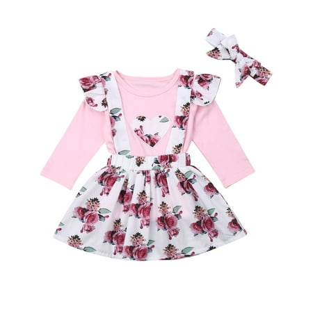 2019 Autumn Infant Toddler Baby Girl Clothes Long Sleeve Ploka Dots Tie Blouse Tops Floral Skirt Outfit Two Piece Princess