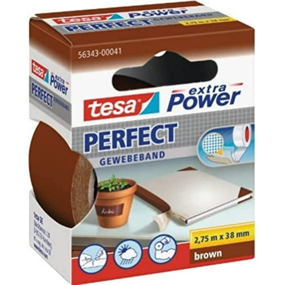 tesa extra Power Perfect Cloth Tape - Fabric-Reinforced Repairing Tape for Crafting, Repairing,