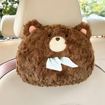 AuroraX Modern Tissue Box Cover Decorative Cute Coffee Napkin Holder Funny Hanging Fleece Plush Bear Paper Organizer Dispenser for Car Headrest Decoration