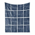 thumbnail image 1 of Geometric Soft Flannel Fleece Throw Blanket, Modern Stripes in Squares Shape Geometrical Minimalist Design Print, Cozy Plush for Indoor and Outdoor Use, 50" x 60", Night Blue and White, by Ambesonne, 1 of 6