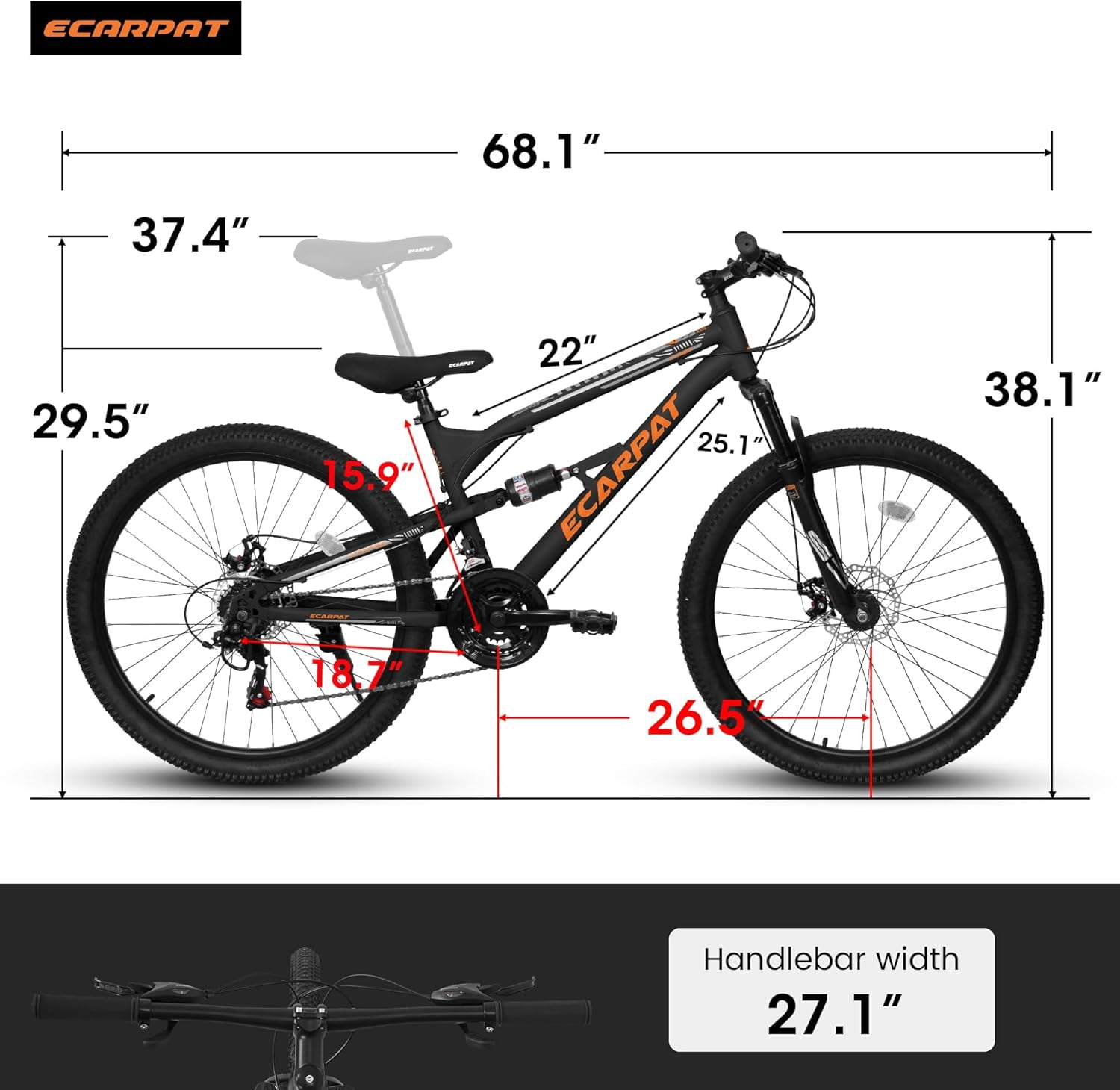 Ambifirner Mountain Bike, 26 Inch Bike,21-Speed Drivetrain, Aluminum Frame, Suspension Fork, Dual Shock Absorptio, Mechanical Disc Brakes, Ideal for Trail Riding & Touring, 85% Pre-Assembled