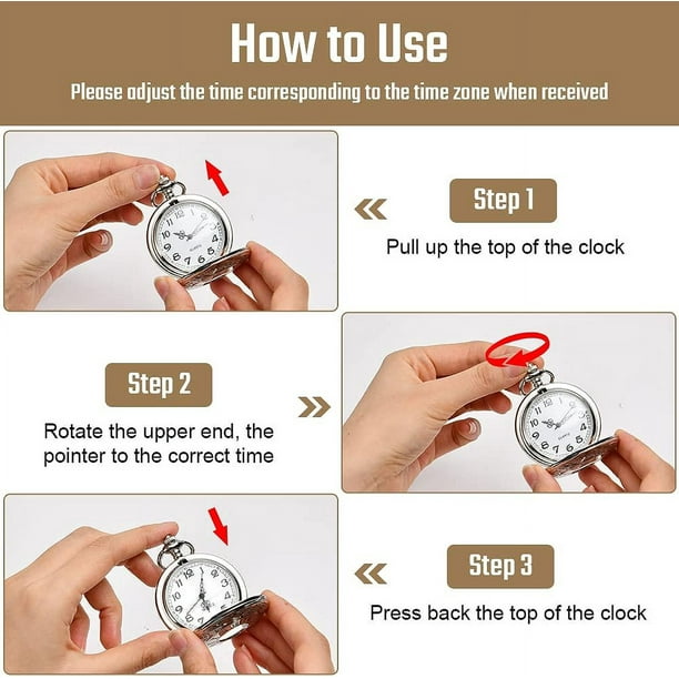 Reloj de bolsillo vintage, reloj de bolsillo de cuarzo con cadena