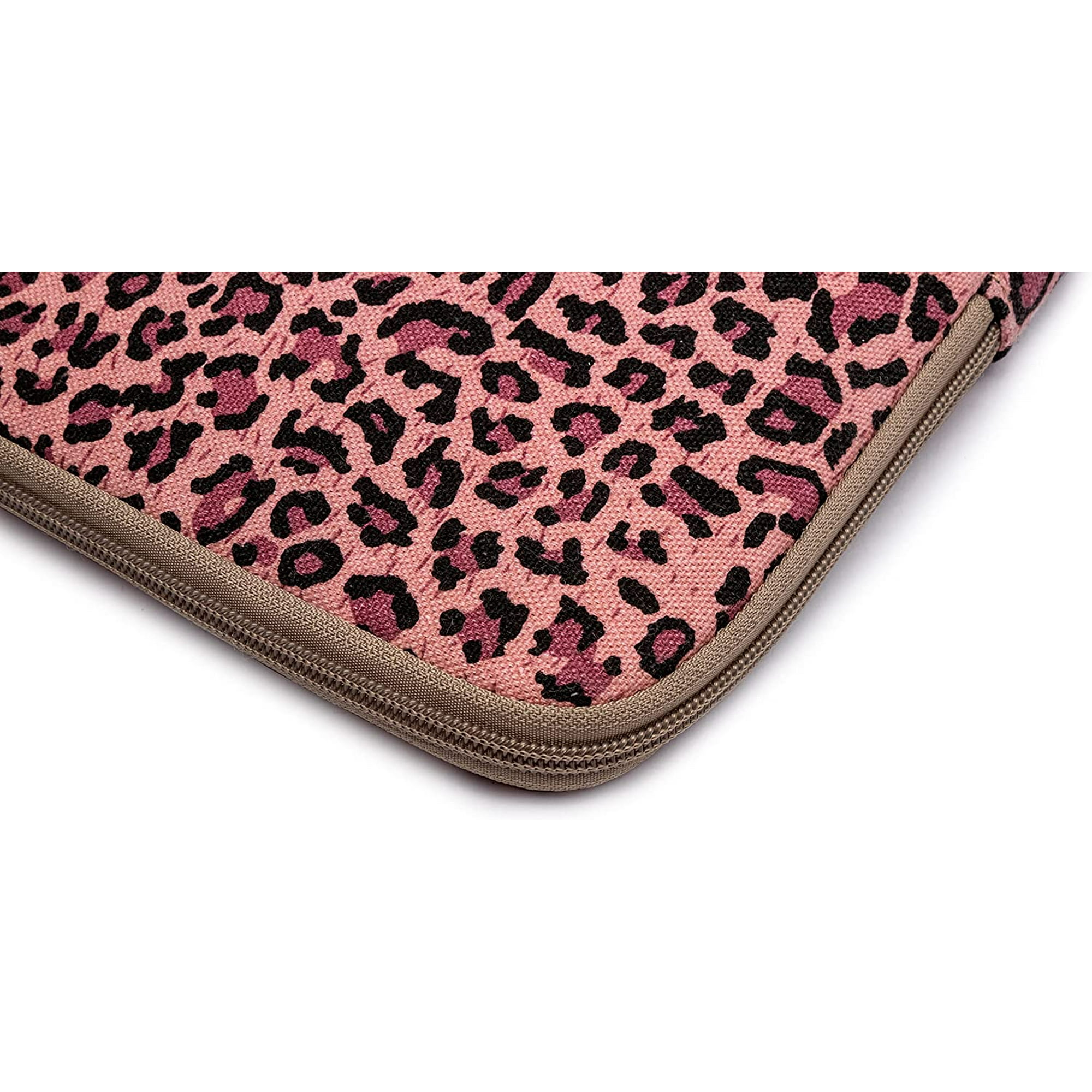  XSKN Leopard Spot Canvas Fabric Zipper Laptop Sleeve