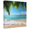 thumbnail image 2 of Ships Next Day Canvas Wall Art 16"x16", Ocean Beach Wood Framed Canvas Print Painting, Palm Trees Summer Tropical Island Seaside Ready to Hang Picture Wall Decor for Home Bedroom Kitchen Office, 2 of 9