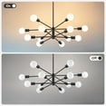 thumbnail image 2 of Bestco 12-Light Modern Sputnik Chandelier for Dining Room with 4 Extension Rods Black, 2 of 11