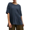 thumbnail image 7 of Ltctricy Women's Oversized T Shirts Short Sleeve Crew Neck High Low Hem Solid Color Soft Casual Tee Tops Summer Tunic Blouses, 7 of 7