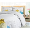 thumbnail image 5 of Ambesonne Yellow Submarine Duvet Cover Set, Wavy Sea Sky, 2-Calking, Mustard and Blue, 5 of 7