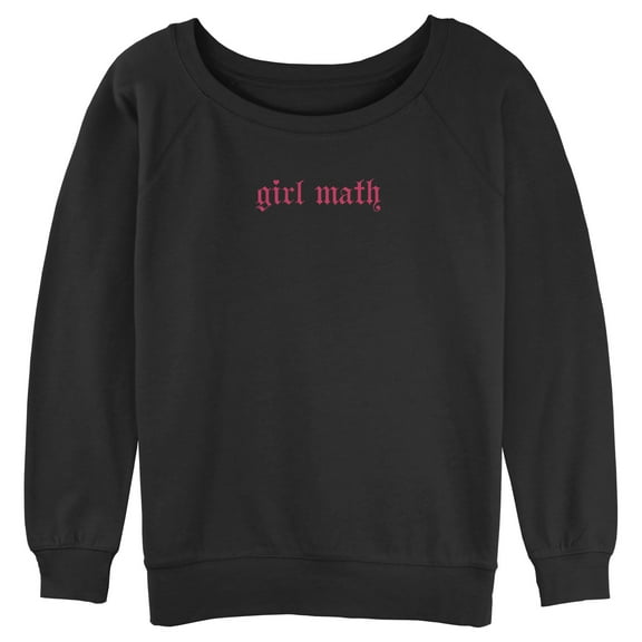 Junior's Lost Gods Girl Math Old English Sweatshirt Black Medium