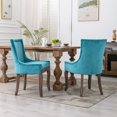 thumbnail image 3 of Dining Room Chairs Set of 2, Modern 2 Piece Dining Chairs, Dining Chairs with Wood Legs and Backrest, Fabric Upholstered Dining Chairs Set of 2, Chairs Furniture for Kitchen Dining Room, Blue, 3 of 10