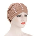 thumbnail image 4 of Women Solid Color Flower Design Hair Cover Muslim Bonnet Turban Hat Hijab Cap, 4 of 8