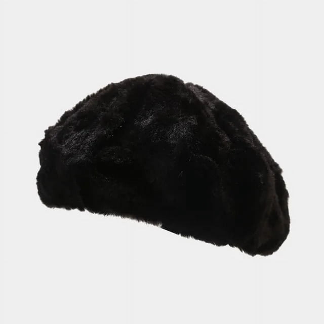 LinYooLi Lady Spring Winter Berets Hat Painter Style Hat Women Vintage Berets Faux Rabbit Fur Caps Female Bonnet Warm Walking Cap Present