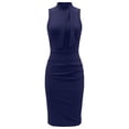 thumbnail image 6 of Admvng Womens Dress Summer Casual Solid Crew Neck Bow Detail Sleeveless Office formal Events Dresses, 6 of 7