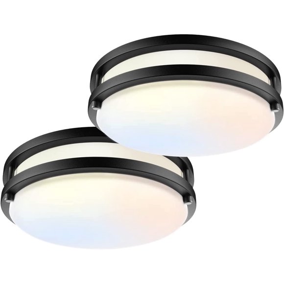 Tsothea Plafonnier Encastré 10 Pouces à Intensité Réglable Noir 24 W 3000 K/4000 K/5000 K Lot de 2