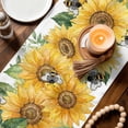 thumbnail image 3 of Sunflower Table Runner 48 Inches, Green Botanical Yellow Floral Summer Bed Runner Dresser Scarves Tabletop for Indoor Outdoor Parties/Ceremony/Banquet, 13" x 48", 3 of 9