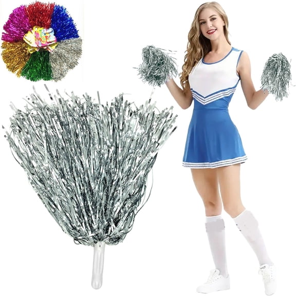 Party Supplies | PET Cheerleading Pom Poms Plastic Handheld Colorful Pom Poms For Cheerleading Dance Performances Sports Events & Spirit Boosting Props