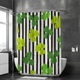 thumbnail image 2 of Coolnut Bath Shower Curtain Liners Clover Leaf on Black White Stripes 60x72in Polyester Waterproof with 12 Curtain Hooks, 2 of 6