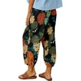 thumbnail image 3 of Enwejyy Womens Summer Cotton Linen Elastic Waist Pockets Floral Print Draw String Casual Pant, 3 of 3