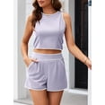 thumbnail image 6 of Summer Women 2 Piece Outfits Color Block Sleeveless Tops and Shorts Sets, 6 of 6