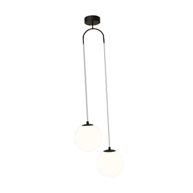 Lámpara colgante de doble globo, luz colgante, color de luz ajustable, base E27, bola Negro