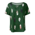 thumbnail image 4 of Cathalem Chemises pour Women 2024 Tendance Manches Courtes Smockées Col Rond, Vert m, 4 of 4