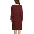 thumbnail image 3 of HDE Womens Sleepwear Cotton Nightgowns Long Sleeve Sleepshirt Print Night Shirt (Red Wine Glass, 2XL/3XL), 3 of 5