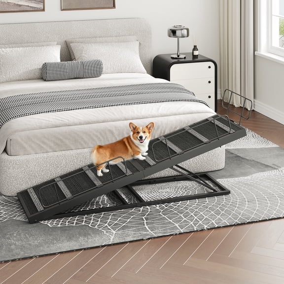 HOOBRO Non-Slip 63" Long Particleboard Pet Ramp, 150 lb Limit,Black