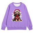 thumbnail image 2 of Girls Sweatshirt Childrens Christmas Tree Graphic Pocket Crew Neck Pullover Hoodless Top Purple 18-24 Months, 2 of 4
