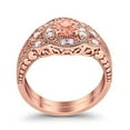 thumbnail image 5 of Two Piece Art Deco Set Round Ring Rose Tone Morganite CZ 925 Sterling Silver Size 10, 5 of 6