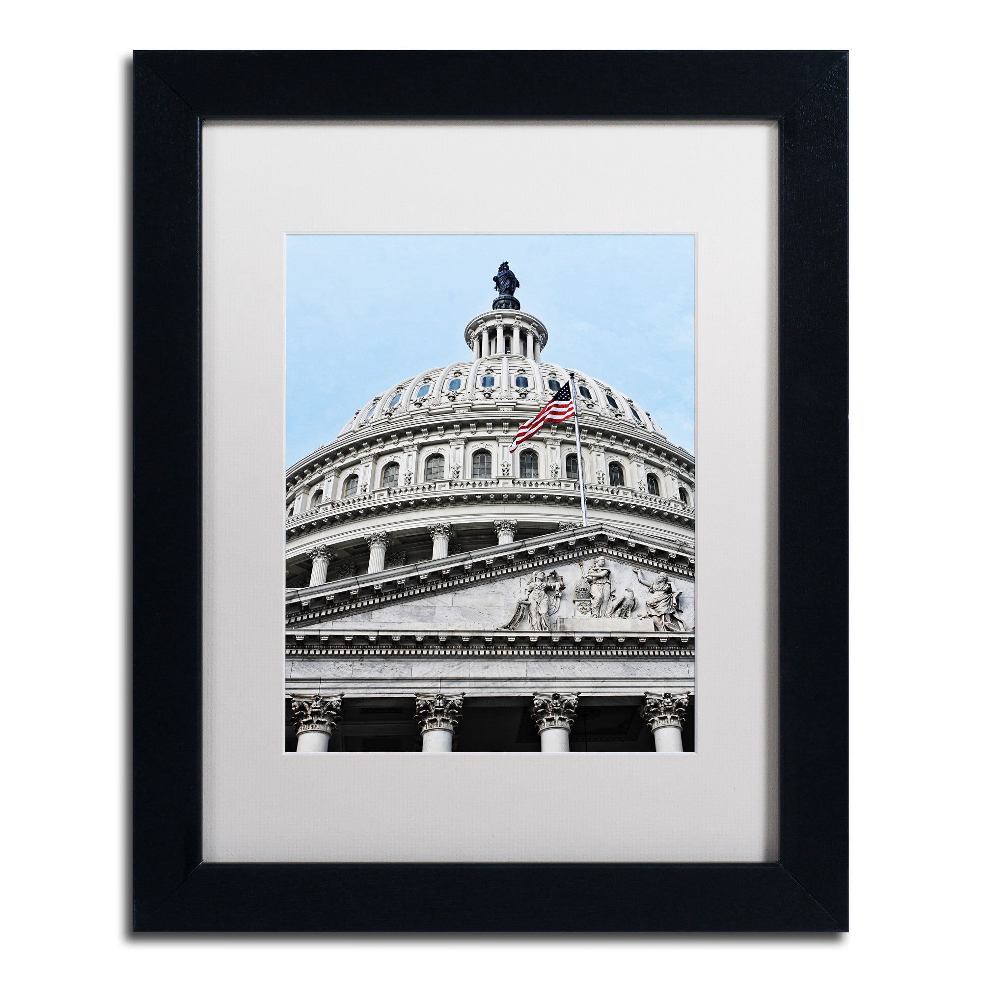 Trademark Fine Art "Dome of the US Capitol" Canvas Art by Gregory O'Hanlon, White Matte, Black Frame