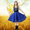 thumbnail image 2 of MKOSPLRT Kids German Dress 5-12Y Oktoberfest Cospaly Set Puff Short Sleeve Square Neck Knee Length Dress Retro Dirndl with Lace Apron, 2 of 4