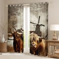 thumbnail image 2 of Homewish Highland Cattle Black Out Curtains for Teenagers,Farmhouse Animal Curtains Pack of 2 (42x63 Each),Vintage Windmill Bedroom Curtains,Lightweight Room Decor, 2 of 6