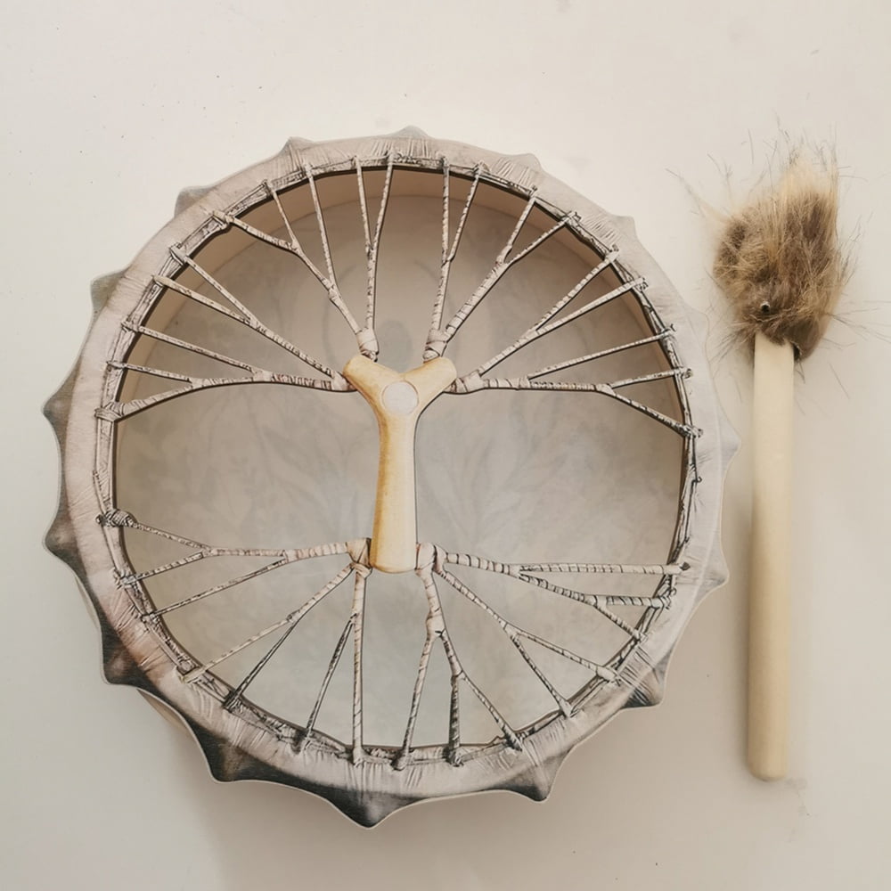 Hand Drum, Handmade Shamanic Drum Musical Percussion Instrument Colorful Wood Frame Drum with Drum Stick