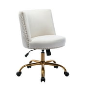 Velvet Office Chair, Home Office Desk Chair, Swivel Accent Chair Task Chair for Living Room, Bedroom, Office, Ivory