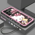 thumbnail image 1 of Sanrio Hello Kitty Cartoon Liquid Left Rope For Samsung Galaxy S24 S23 S22 S21 S20 FE S10 Ultra Plus Lite 5G Cover Funda Gift Festivals, 1 of 7