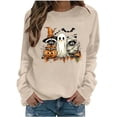 thumbnail image 3 of VKOYWKM Casual Sweatshirt for Women Halloween Ghost Pumpkin Graphic Oversized Sweatshirt Spooky Season Long Sleeve Crew Neck Sweatshirt Holiday Party Pullover, 3 of 6