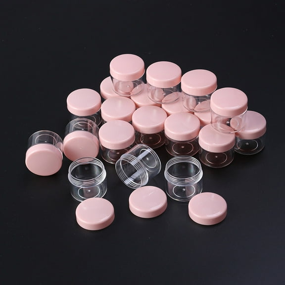 GOOHOCHY 20Pcs 20g Mini Portable Round Pot Bottles Cosmetic Travel Sample Empty Container for Facial Cream Shampoo Lotion (Pink)