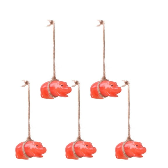 Hxlamzoo 5pcs UV Color-Changing Roast Pig Car Pendant, Funny Cute Adorable Decor for Rearview Mirror Hanging Ornament Car Accessories