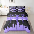 thumbnail image 2 of Cheerleading Twin Comforter Set 7PcsDance Themed Bedding Comforter Sets, Dreaming Glitters Bed in a Bag Purple Black Bedding Set, Bling Stars Bed Sheets Set Girly Sequins Sparklings Bedroom Decoration, 2 of 4