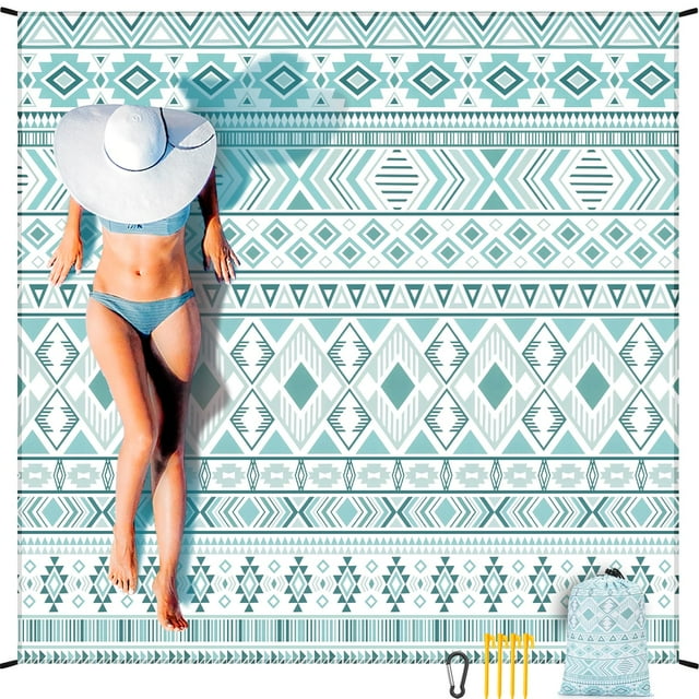 Alfombra de playa Blanket HIHOHO, impermeable y resistente a la arena, 201 x 211 cm