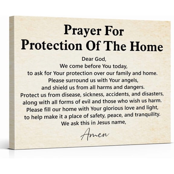 Prayer for Protection of the Home Christian Framed Canvas Wall Art Decor, Bible Verse Scripture Print, Inspirational Religious Wall Decor Gift
