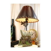 Country Western Rustic Cargo Carriage Wagon Farm Windmill Table Lamp With Shade