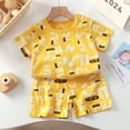 thumbnail image 2 of Summer Savings Clearance 2025! Loopsun Toddler Summer Sets, Children's Summer Home Clothing Round Neck Short Sleeve Top and Shorts Two-Piece Set Yellow 12-24 Months, 2 of 3