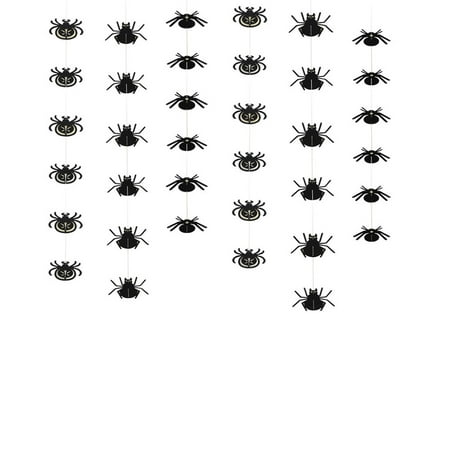 

36pcs Spider Decorations and 6pcs 1.5M Ropes Spider Shape Paper Garlands Ceiling Hanging Ornaments for Halloween Party Decoratio